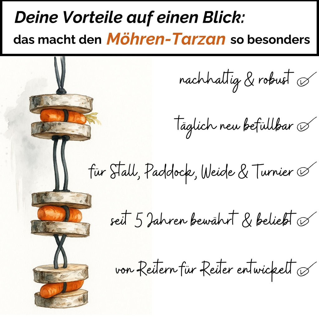Pferdespielzeug Möhren-Tarzan – Spielzeug für Pferde gegen Langeweile – Pferdebeschäftigung - TierVita