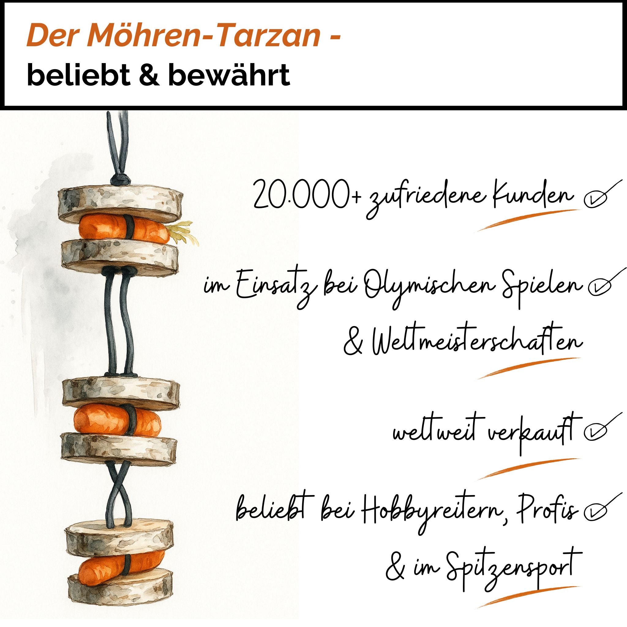 Pferdespielzeug Möhren-Tarzan – Spielzeug für Pferde gegen Langeweile – Pferdebeschäftigung - TierVita