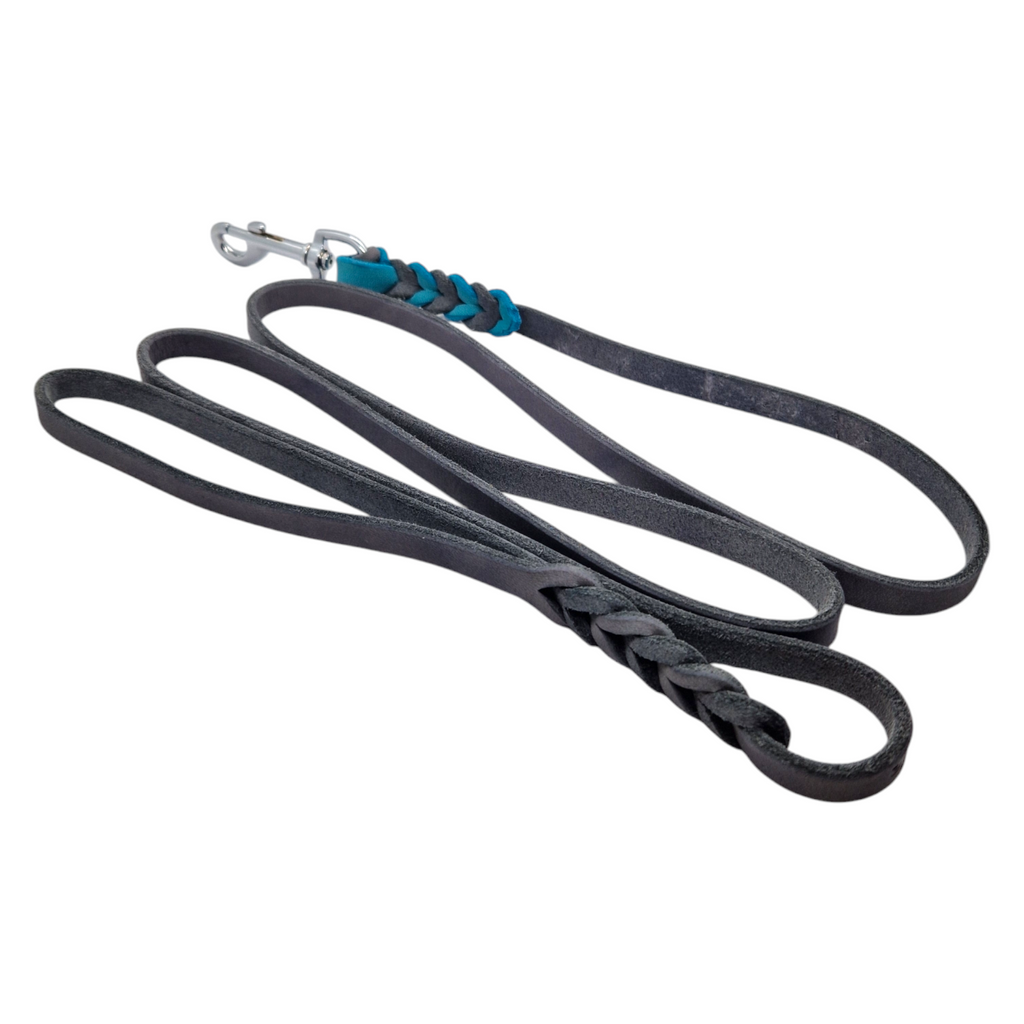 Hundeleine Soft Leder mit Handschlaufe und geflochtenen Element - TierVita