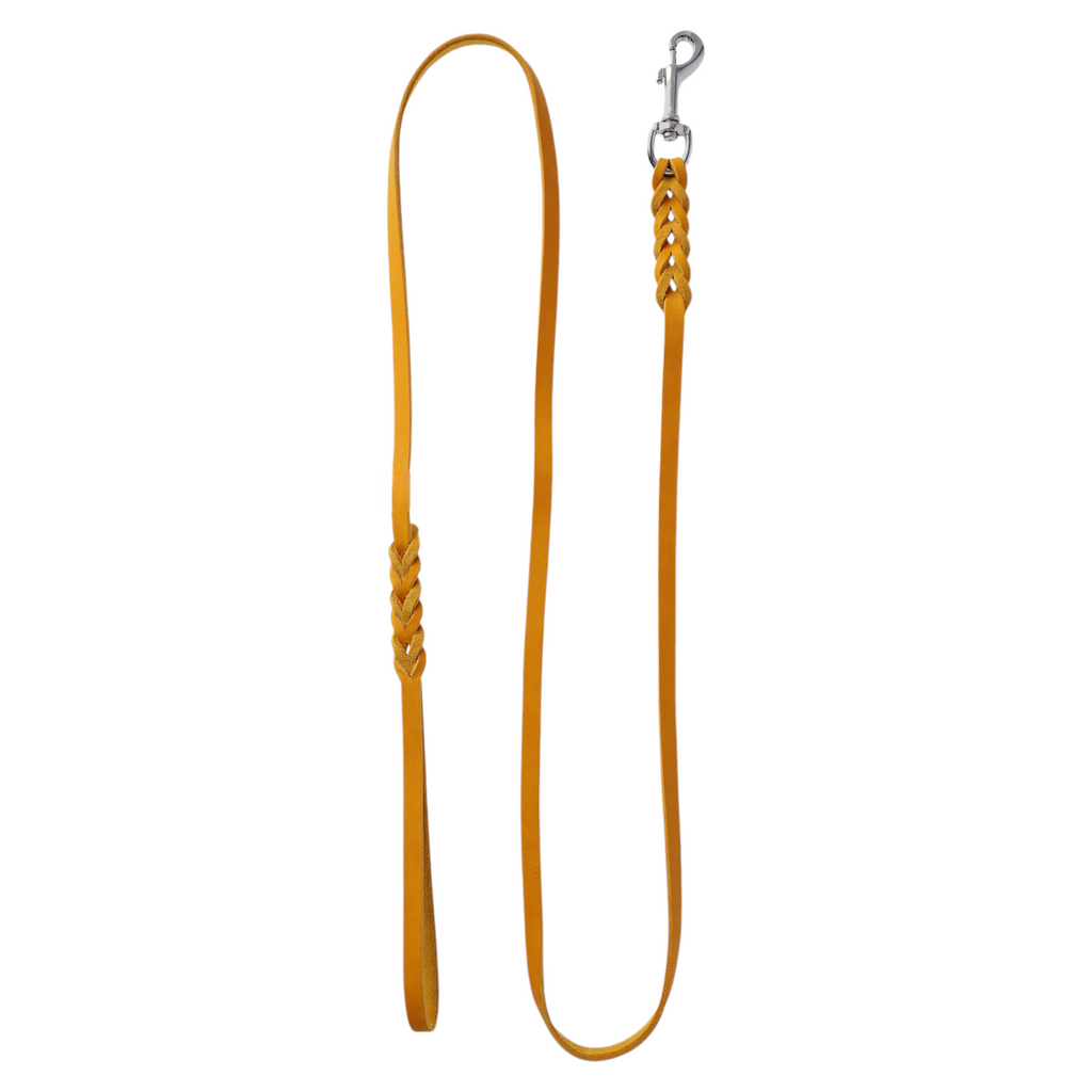 Hundeleine Soft Leder mit Handschlaufe und geflochtenen Element - TierVita