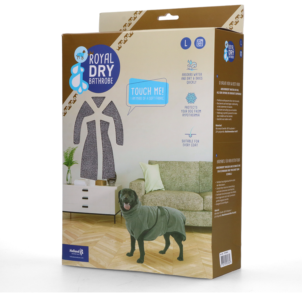 Royal Dry Mikrofaser-Bademantel für Hunde L – Saugfähig & Antibakteriell
