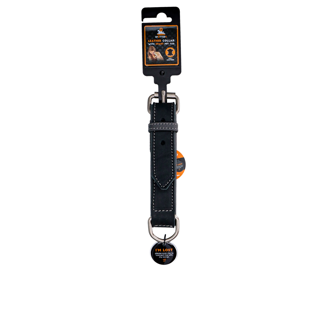 Spotted! Pro Lederhalsband Schwarz 2,5 x 40 cm