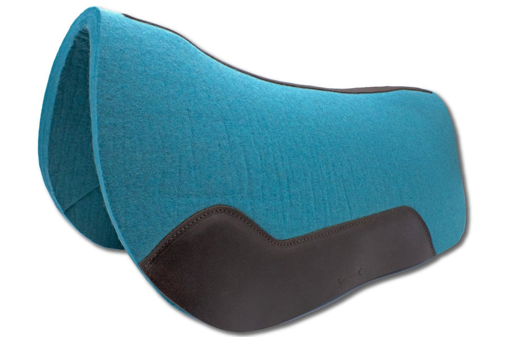 Western Filzpad türkis roundskirt kurz mit dunkelbraunem Leder 73 x 79 cm