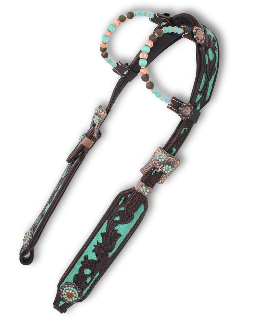Zweiohr Super Soft anatomische Westerntrense Türkis mit Perlen-Earloop, dunkelbraun