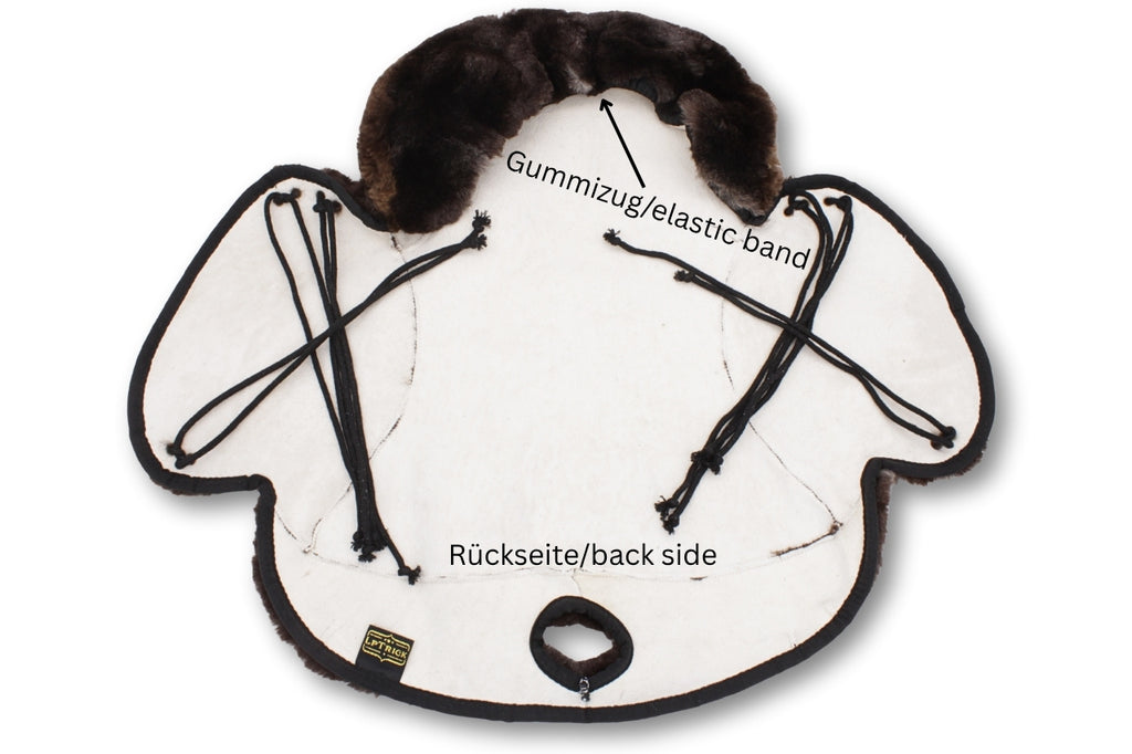 Lammfell Western Sattelsitzbezug dunkelbraun mit Hornausschnitt,