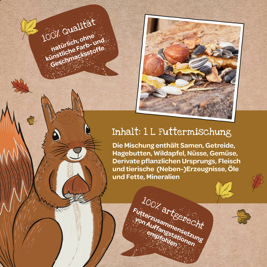 Große Mahlzeit – 1 L Eichhörnchenfutter - TierVita