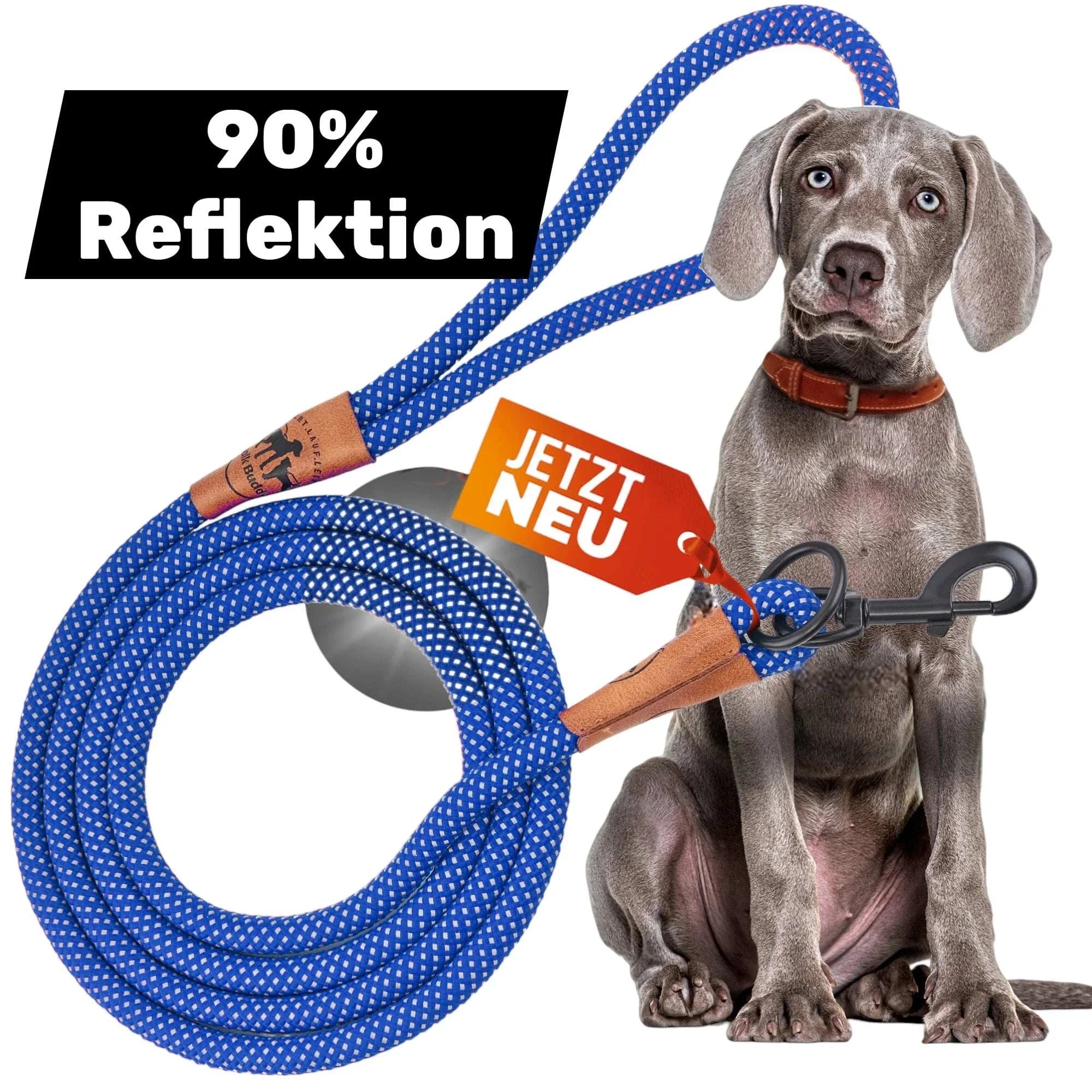 Reflektionsleine GLOW stark reflektierend mit Handschlaufe und vegan