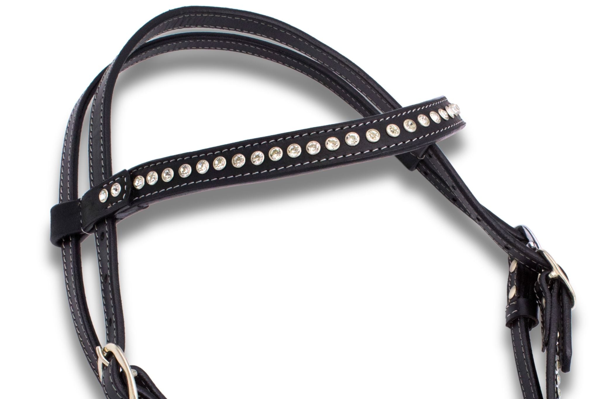 Elegante Kaltblut Westerntrense schwarz mit klaren Strasssteinchen,
