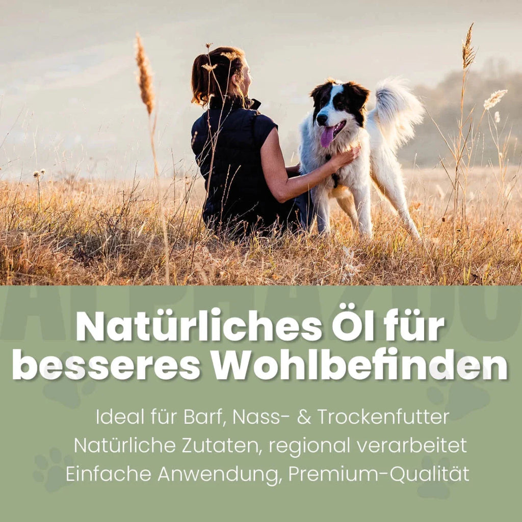 Alpha-Barf Futteröl für Hunde – Lein, Lachs, Nachtkerze & Argan kaltgepresst