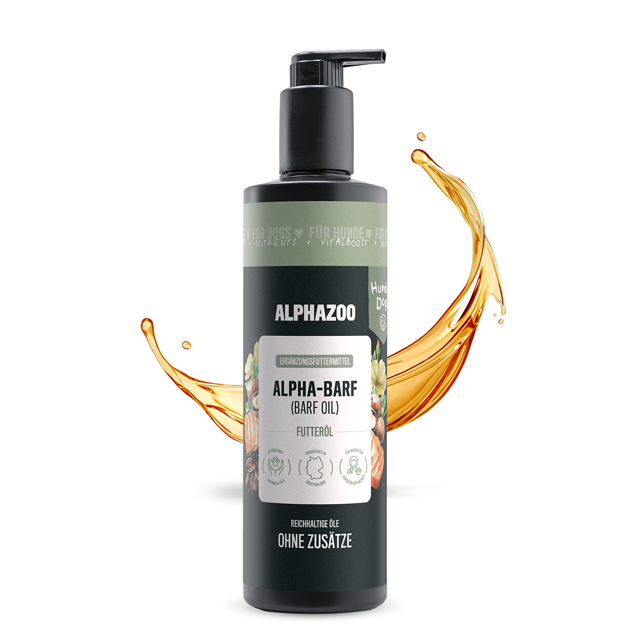 Alpha-Barf Futteröl für Hunde – Lein, Lachs, Nachtkerze & Argan kaltgepresst