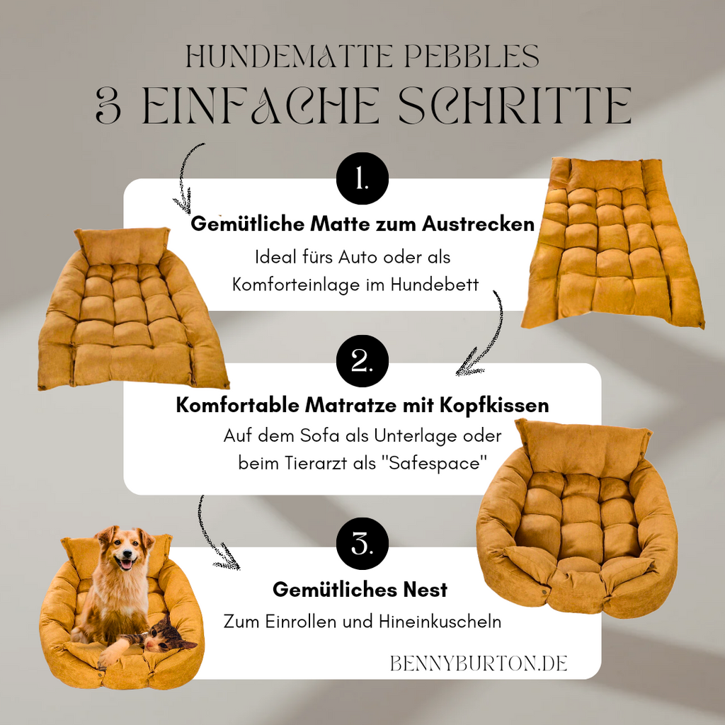 Leichte Matte mit Kissen mit drei verschiedenen Liegemöglichkeiten