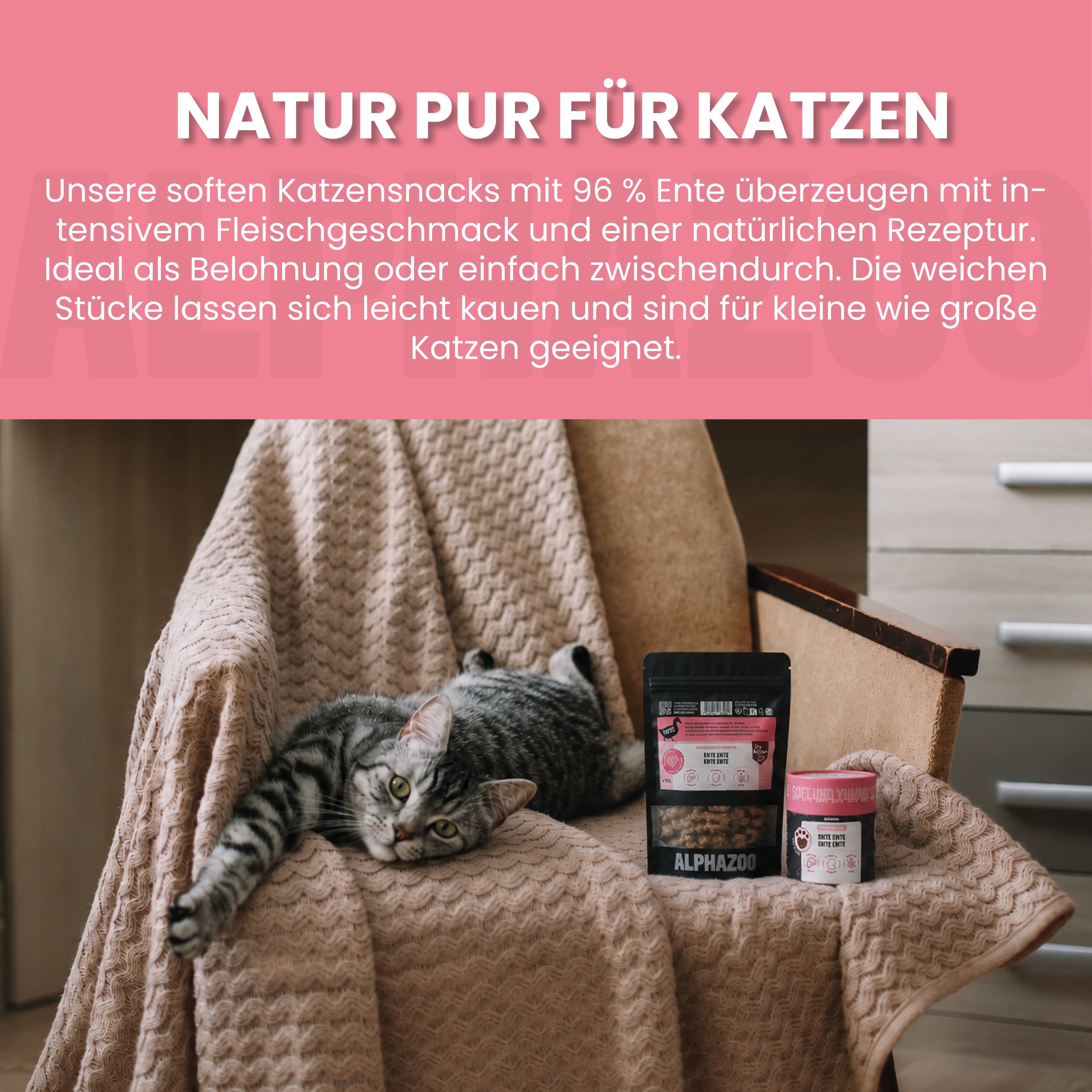Ente Ente Ente Ente – Softsnack für Katzen, 96% Ente, getreidefrei