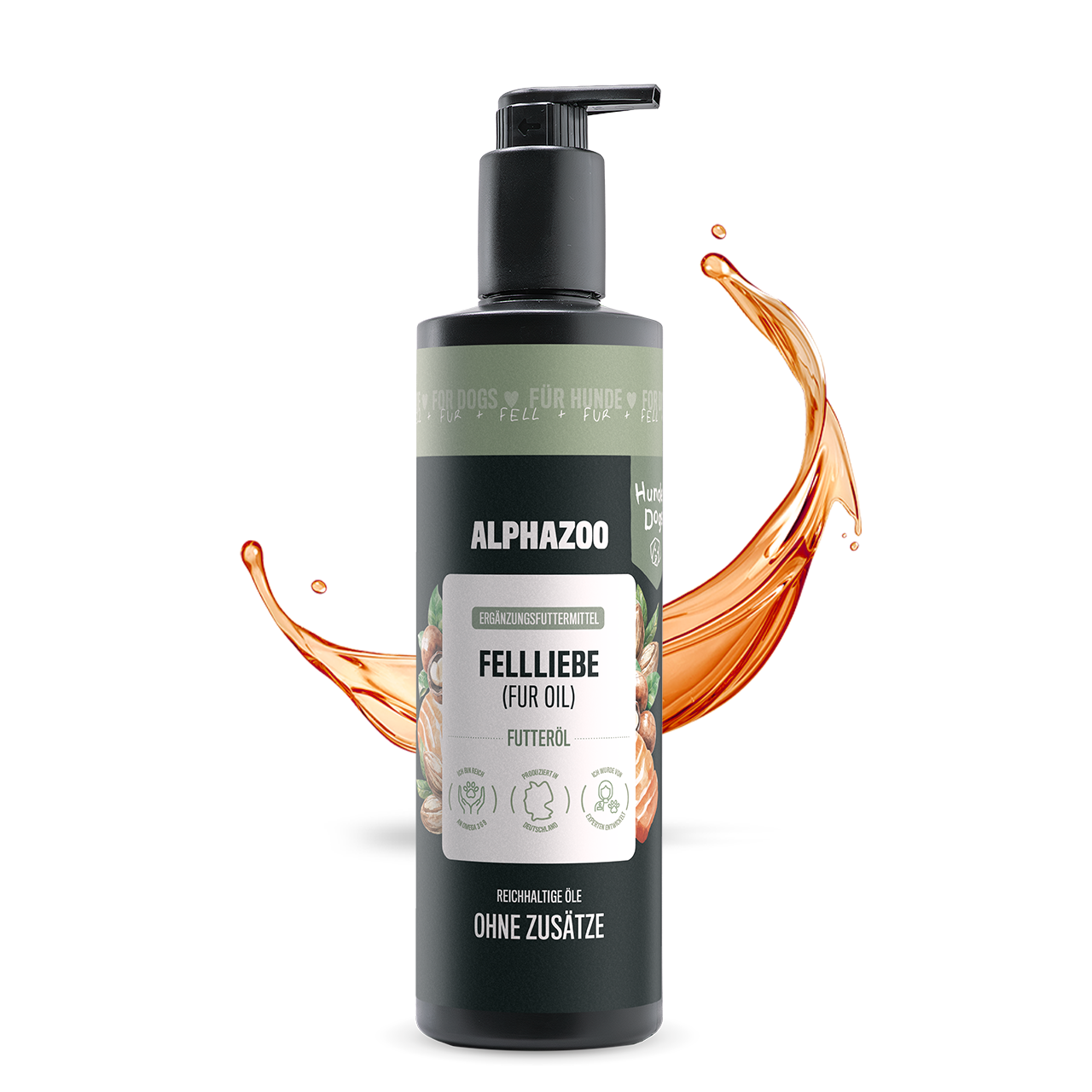 Fellliebe Futteröl für Hunde – Lachs, Mandel & Argan kaltgepresst