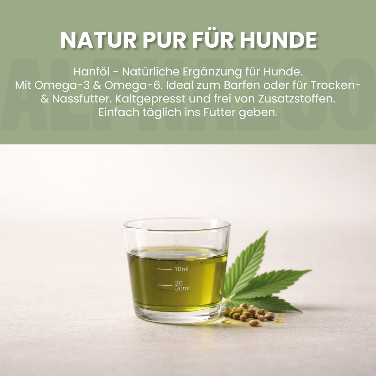 Hanföl für Hunde – kaltgepresst, optimales Omega-3/6-Verhältnis, 100ml & 250ml