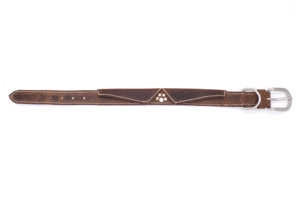 Vintage Hundehalsband mit Kragen aus Echtleder,