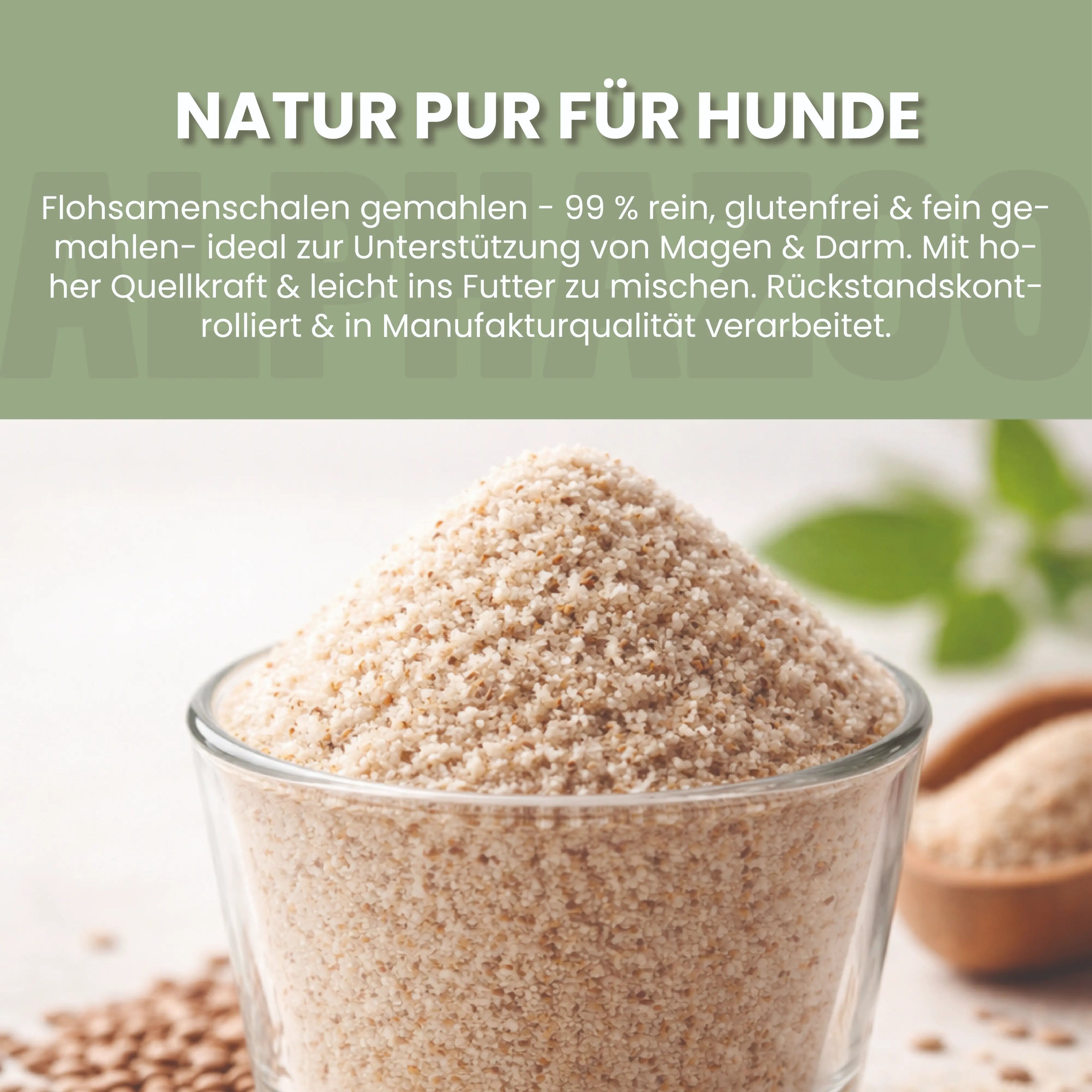 Flohsamenschalen gemahlen für Hunde & Katzen – 99% rein, glutenfrei