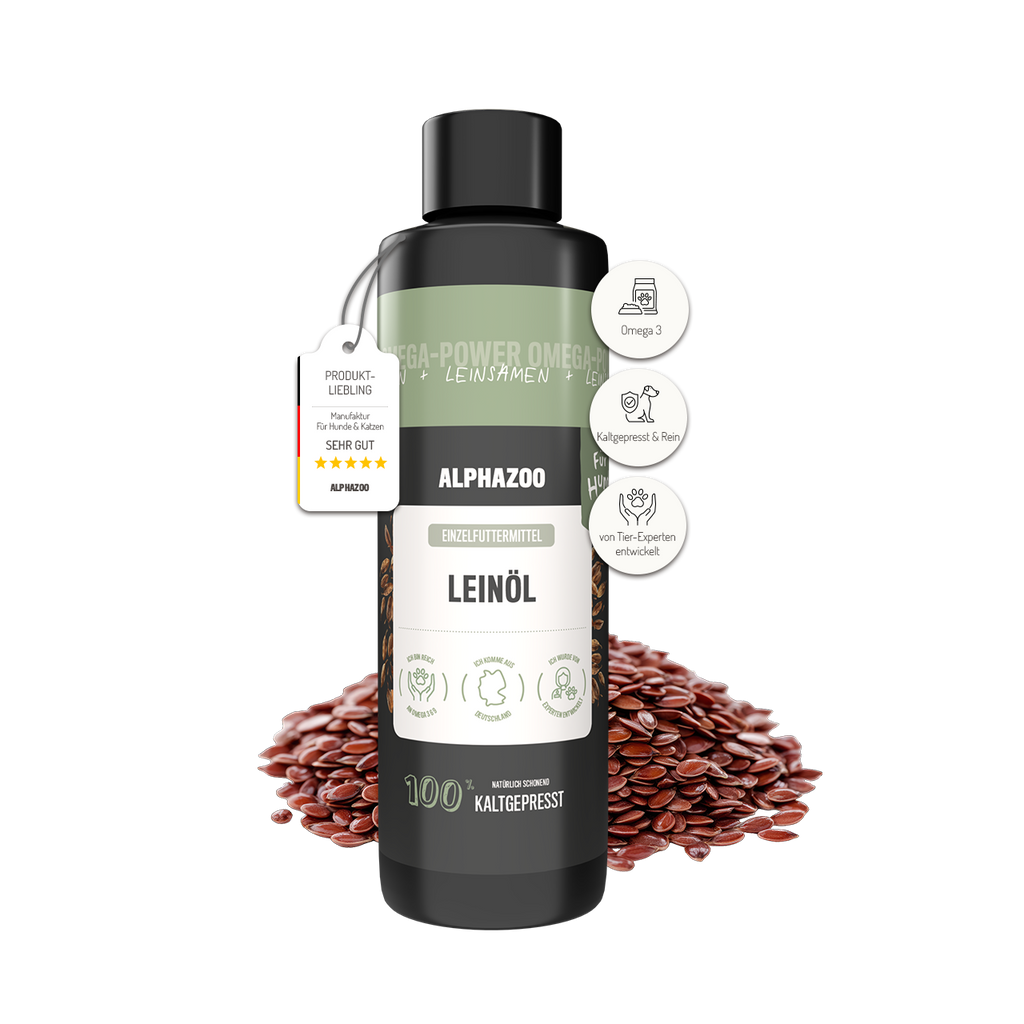 Leinöl für Hunde – kaltgepresst, 56% Omega-3, 100ml & 250ml