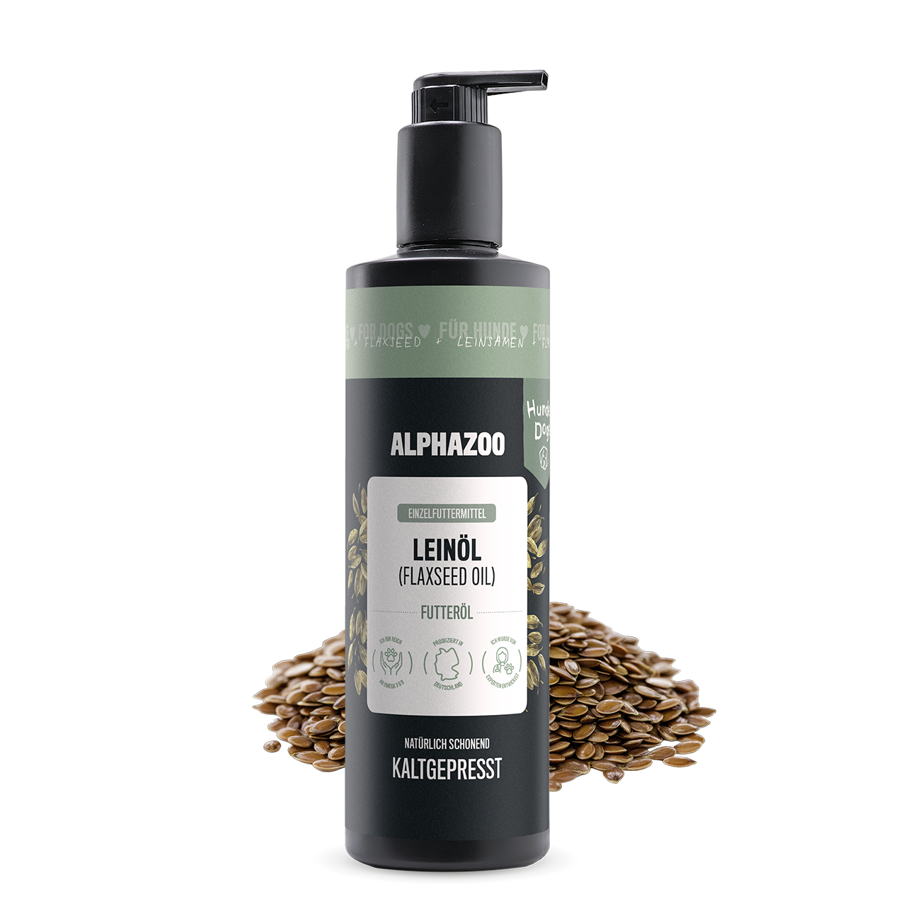 Leinöl für Hunde – kaltgepresst, 56% Omega-3, 100ml & 250ml