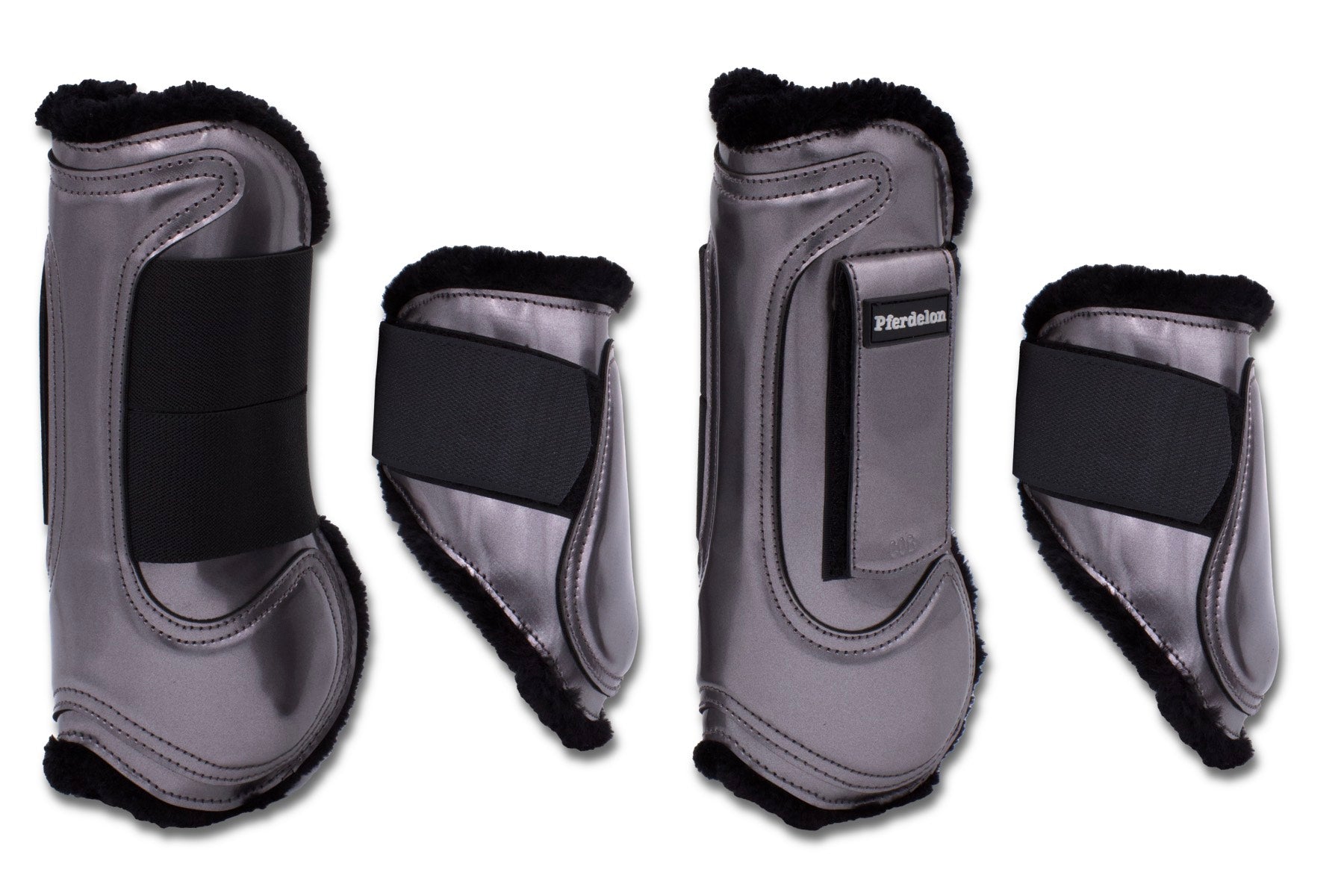 Gamaschen und Streichkappen anthrazitgrau, Springgamaschen 4er Set