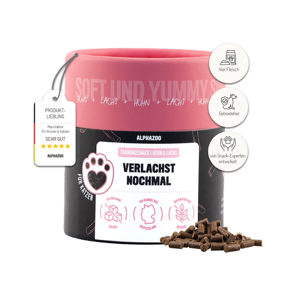 Verlachst Nochmal – Softsnack für Katzen, Lachs & Huhn, getreidefrei